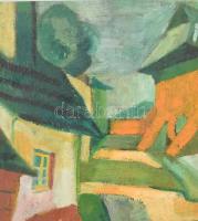 Czigány jelzéssel: Utcarészlet. Olaj, vászon. Dekoratív, kissé sérült fa keretben. 76×49 cm