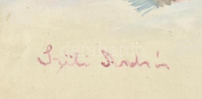 Süli András jelzéssel: Szobabelső. Akvarell, papír. Üvegezett fa keretben. 15x21 cm