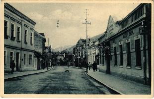 Trencsénteplic, Trencianske Teplice; Hlavna ulica / Fő utca, Jozef Ehn étterme, üzletek / main street, restaurant, shops (EK)