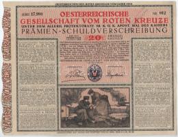 Ausztria / Bécs 1916. Osztrák Vöröskereszt 20K értékű nyereménykötvény T:I- kis szakadás Austria / Vienna 1916. Oesterreichische Gesellschaft vom Roten Kreuze (Red Cross) premium debenture about 20 Corona C:AU small tear