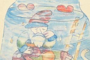 ef.Zámbó (efZámbó) István (1950-): Síró törpe befőtt, 2008. Egyedi beavatkozású print (EBP), merítet...