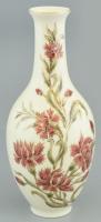 Zsolnay virágmintás porcelán váza, kézzel festett, jelzett, szájpereménél sérült, kopásnyomokkal, m: 27 cm