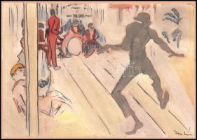 Vértes Marcell (1895-1961): Big band. Akvarell, tus, papír. 15x21,5 cm