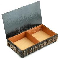 Retró fém doboz, jelzés nélkül, kopott, karcos. 11x20x4cm