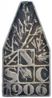 ~1920. "NSC (Nemzeti Sport Club)" egyoldalas ezüstözött bronz lapka (46x24mm) T:2