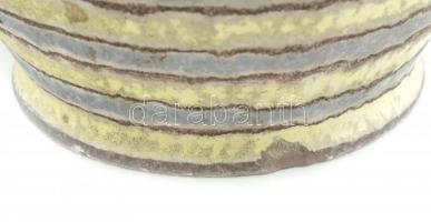 Csabai Margit (1916 - 1989): Díszváza. Színes mázakkal festett kerámia. Alján apró csorbával. Jelzet...