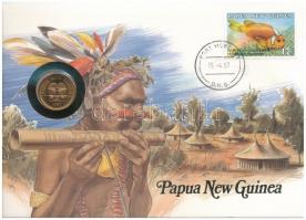 Pápua Új-Guinea 1987. 2t felbélyegzett borítékban, bélyegzéssel T:1  Papua New Guinea 1987. 2 Toea in envelope with stamp and cancellation C:UNC
