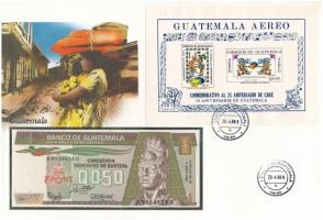 Guatemala 1988. 50c felbélyegzett borítékban, bélyegzéssel T:I Guatemala 1988. 50 Centavos in envelope with stamp and cancellation C:UNC