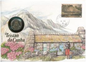 Nagy-Britannia / Tristan da Cunha 1989. 20p felbélyegzett borítékban, bélyegzéssel, német nyelvű leírással T:1 Great Britain / Tristan da Cunha 1989. 20 Pence in envelope with stamp and cancellation, with German description C:UNC