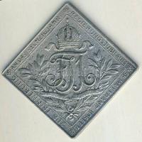 Ausztria 1908 "Császári Jubileum Vívóverseny" Ag 268 szögletes emlékplakett T2