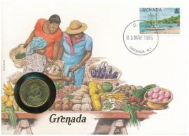 Kelet-Karibi Államok / Grenada 1981. 1$ felbélyegzett borítékban, bélyegzéssel, német nyelvű leírással T:1 East Caribbean States / Grenada 1981. 1 Dollar in envelope with stamp and cancellation, with German description C:UNC