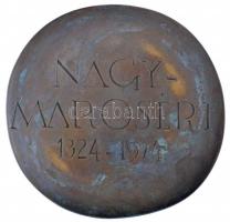 1974. "Nagymarosért 1324-1974" kétoldalas bronz plakett, eredeti tokban (~88mm) T:1- patin...