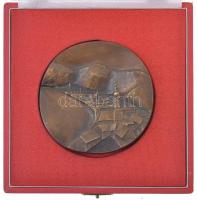 1974. "Nagymarosért 1324-1974" kétoldalas bronz plakett, eredeti tokban (~88mm) T:1- patin...