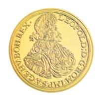 DN A legértékesebb magyar érmék - I. Lipót tízszeres aranydukátjának replikája aranyozott Cu emlékérem, COPY jelzéssel (40mm) T:PP