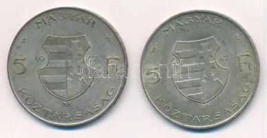 1947. 5Ft Ag "Kossuth" (2x) T:2-,3 patina 
Adamo F8.1