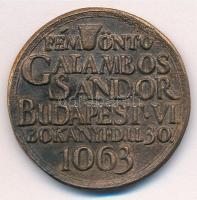 DN Galambos Sándor - fémöntő - Budapest VI. Bokányi D. u. 30. 1063 kétoldalas, öntött bronz névjegyérem (37mm) T:1-