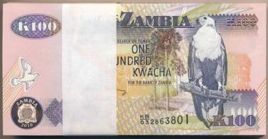 Zambia 2010. 100K (100x) sorszámkövetők "KB/03 2863801 - KB/03 2863900" T:I,I- Zambia 2010. 100 Kwacha (100x) consecutive serials "KB/03 2863801 - KB/03 2863900" C:UNC,AU