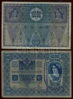 1902-1915. 1K, 2K, 10K, 100K, 1000K piros ill. fekete "Deutschösterreich" fny-sal T:II,III/IV + Ausztria/Osztrák-Magyar Bank 10.000K piros "Deutschösterreich" fny-sal T:III, összesen 6 klf bankjegy