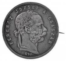 1869GYF 1Ft Ag Ferenc József / Angyalos címer hátlapon tűvel, jelvénnyé alakítva T:2  Hungary 1869GYF 1 Forint Ag Franz Joseph with pin on reverse, refurbished as badge C:XF  Adamo M15