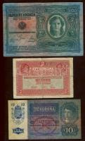 1902-1915. 1K, 2K, 10K, 100K, 1000K piros ill. fekete "Deutschösterreich" fny-sal T:II,III...