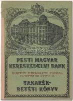 1938-1944. Pesti Magyar Kereskedelmi Bank Horthy Miklós úti fiókjának takarék betétkönyve, bejegyzésekkel