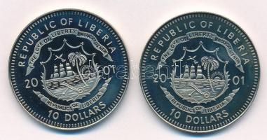 Libéria 2001. 10$ "Szabadság pillanatai - Női egyenlőség 1866" multicolor + 10$ "Szab...