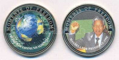 Libéria 2001. 10$ "Szabadság pillanatai - Mandela elnöksége 1994" multicolor +10$ "Szabadság pillanatai - A kommunikáció szabadsága 21. század" multicolor T:PP fo. Liberia 2001. 10 Dollars "Moments of Freedom - Mandela for President 1994" multicolor + 10 Dollars "Moments of Freedom - Freedom of communication 21st century" multicolor C:PP spotted
