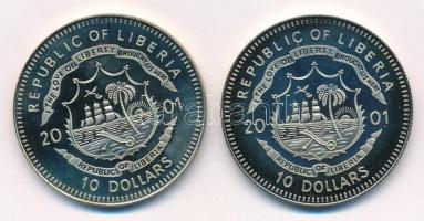 Libéria 2001. 10$ "Szabadság pillanatai - Mandela elnöksége 1994" multicolor +10$ "Sz...