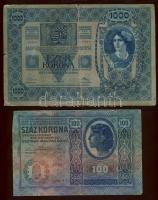 1902-15. 1K, 2K, 10K, 20K (2 klf típus), 100K, 1000K, összesen 7 klf bankjegy T:III, III/IV