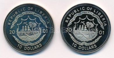 Libéria 2001. 10$ "Szabadság pillanatai - A holocaust vége 1945" multicolor + 10$ "Sz...
