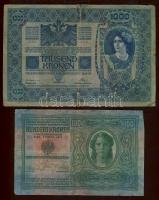 1902-15. 1K, 2K, 10K, 20K (2 klf típus), 100K, 1000K, összesen 7 klf bankjegy T:III, III/IV