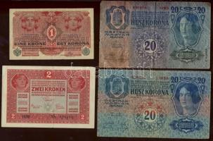 1902-15. 1K, 2K, 10K, 20K (2 klf típus), 100K, 1000K, összesen 7 klf bankjegy T:III, III/IV