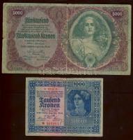 Ausztria/Osztrák Magyar Bank 1922. 1000K T:III/IV + 5000K T:IV