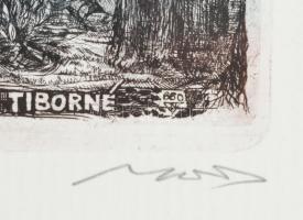 Nagy Lázár László (1935-): Ex libris Krajcsi Tiborné Karinthy Móricz A barbárok, rézkarc, papír, jel...