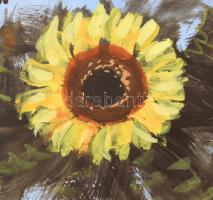 Wárkonyi Gyula (1947-): Virágok. Olaj, farost, jelzett. Dekoratív, hátsó élénél kissé sérült fa kere...