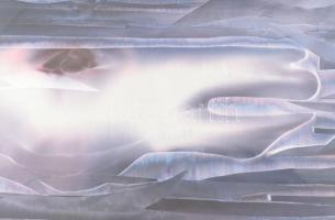 Macskássy Izolda (1945-2021): Lovak. Selyemkollázs, jelzett, kartonra kasírozva. Üvegezett fa keretb...