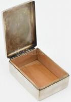 Doboz, ezüstözött alpakka, jelzett, erősen kopott. 12x8,5x4,5cm