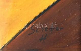 Scheiber jelzéssel: Nők. Olaj, farost. Üvegezett, kissé sérült fa keretben. 68x48 cm