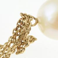 Arany (Au) 14 K gyöngyös függő, brillekkel, jelzett, h: 4,5 cm, bruttó: 2,3 g