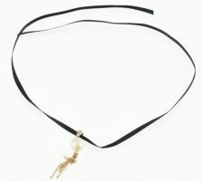 Arany (Au) 14 K gyöngyös függő, brillekkel, jelzett, h: 4,5 cm, bruttó: 2,3 g