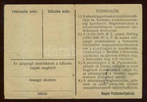 1946. 10.000AP pénztárjegy T:III+