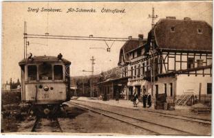 Ótátrafüred, Altschmecks, Stary Smokovec (Magas-Tátra, Vysoke Tatry); siklóvasút vasútállomás, vonat / funicular railway station with train (képeslapfüzetből / from postcard booklet)