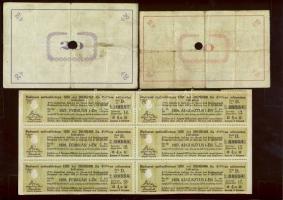 Pápa 1919. "Pápai csekk" 10K, 20K, 50K egy lyukasztással érvénytelenítve T:III + 1920. 12db adómentes kölcsön budapesti szelvényei T:I