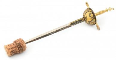 Díszes, kard formájú levélbontó, fém, griffmadaras motívummal, Toledo jelzéssel, h: 24 cm