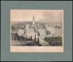 Albert Henry Payne (1812-1902): Die Katholische Kirche in Leipzig. Acélmetszet, papír, paszpartuban, védőfóliában, 16,5x11,5 cm