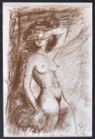 Balla Olga (1948-): Női akt. Pasztell, papír, jelzett, paszpartuban, 28,5×19,5 cm