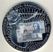 "Ausztria 2001. Búcsú a Schillingtől - 5000 Sch bankjegy" nagyalakú Ffm bicolor érem tanúsítvánnyal T:PP