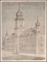 Horecka jelzéssel: Varsó, várkastély (Warszawa, Zamek). Színezett akvatinta, papír. Lap széle kissé ...