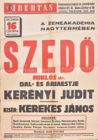 cca 1930-1940 2 db hangverseny plakát, Muzsika és Libertas hangversenyrendező irodák műsoraira, a Zeneakadémia nagytermébe, 84x59 cmx2