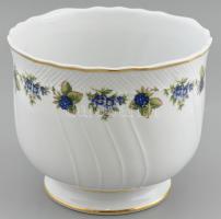 Hollóházi szedermintás kaspó, matricás porcelán hibátlan, jelzett, m: 16cm, d: 19 cm